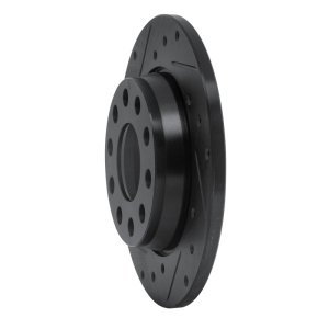 Audi A4 Brake Rotor (1) - Rear Left - R1 Concepts - Drilled & Slotted - Black - `00-`08